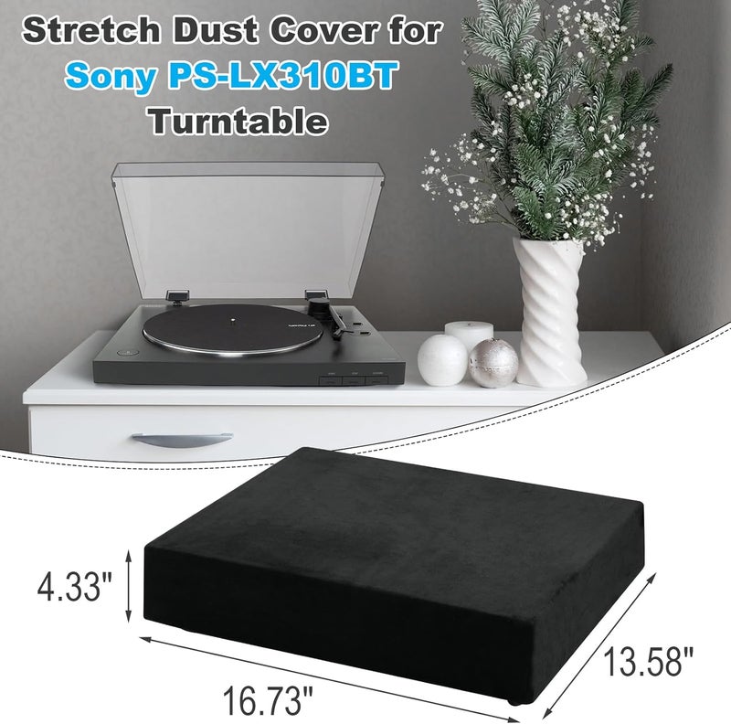 TXesign Stretch Dust Cover Compatible with Sony PS-LX310BT Turntable, Protective Cover Turntable Soft Fleece Sleeve with Elastic Band - Image 2